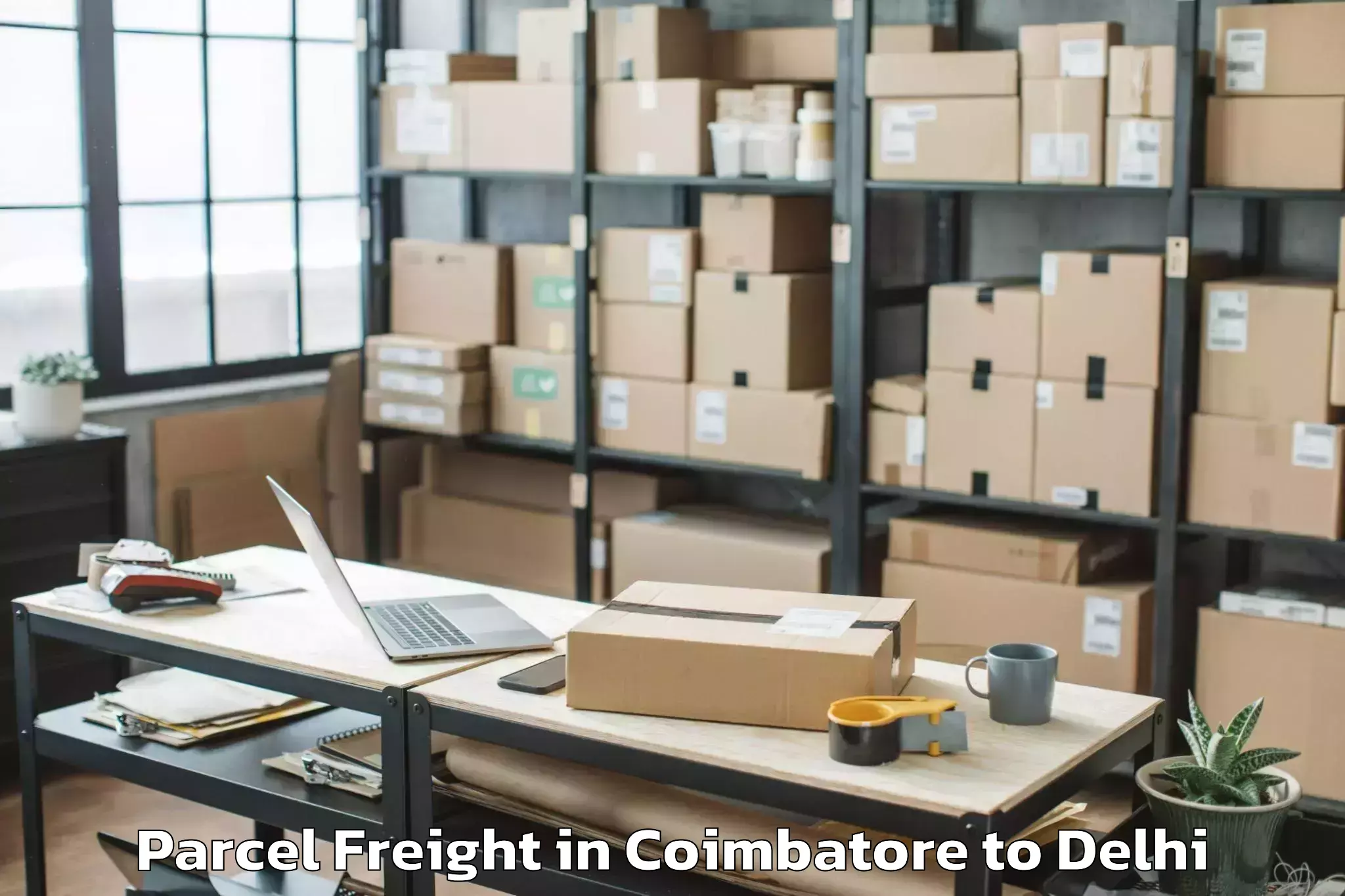 Book Your Coimbatore to Flatted Factory Complex Okhla Parcel Freight Today